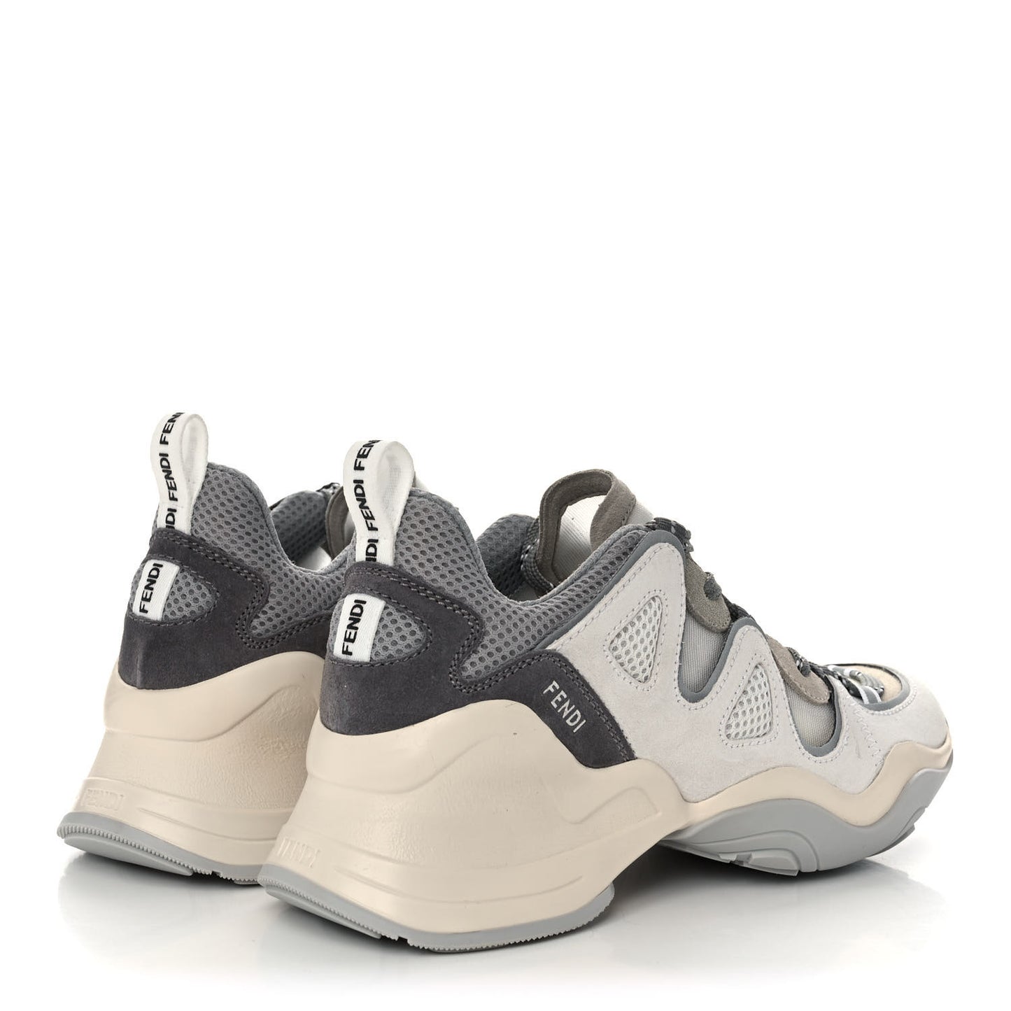 Suede Mesh Womens FFluid Low Top Sneakers 36 Latte Cemento White