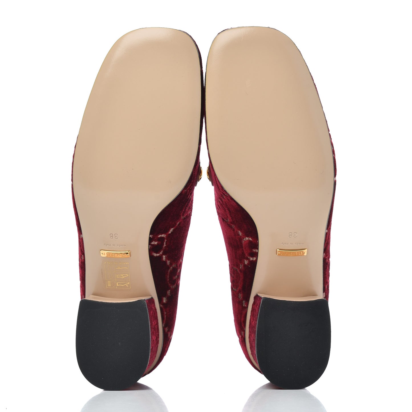 Velvet GG Monogram Sylvie Web Chain Mid Heel Loafers 38 Red Cipria