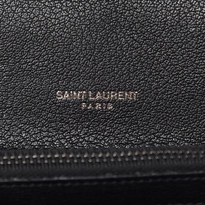 Saint Laurent Sheepskin Matelasse Chevron Monogram Medium College Bag Black 7 of 11