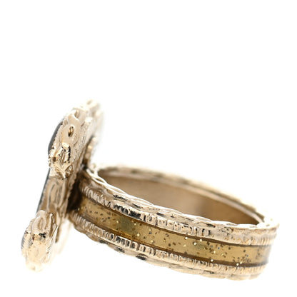 Chanel Glitter Enamel CC Ring 5 Gold 3 of 5