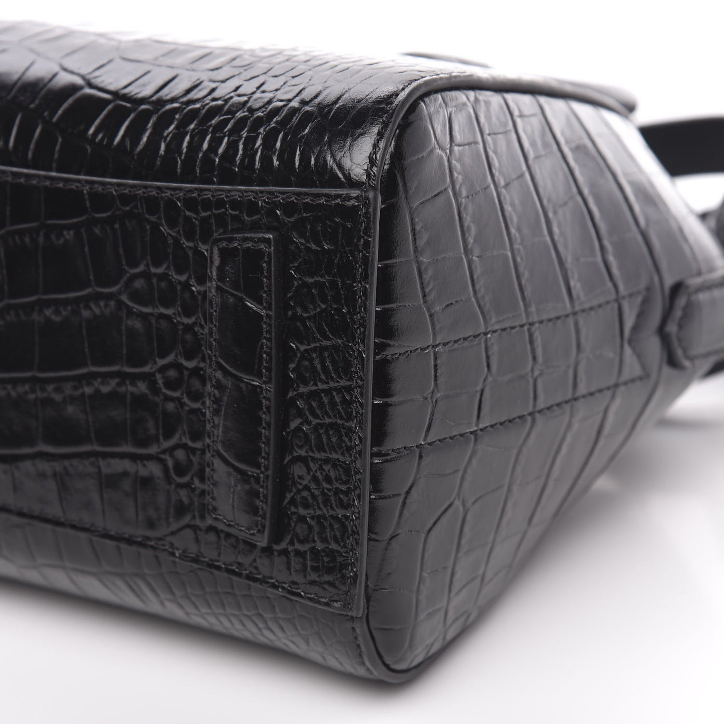 Calfskin Crocodile Embossed Mini Antigona Black