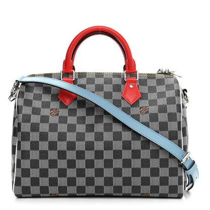 Louis Vuitton Damier Speedy Bandouliere 30 Black White 1 of 11