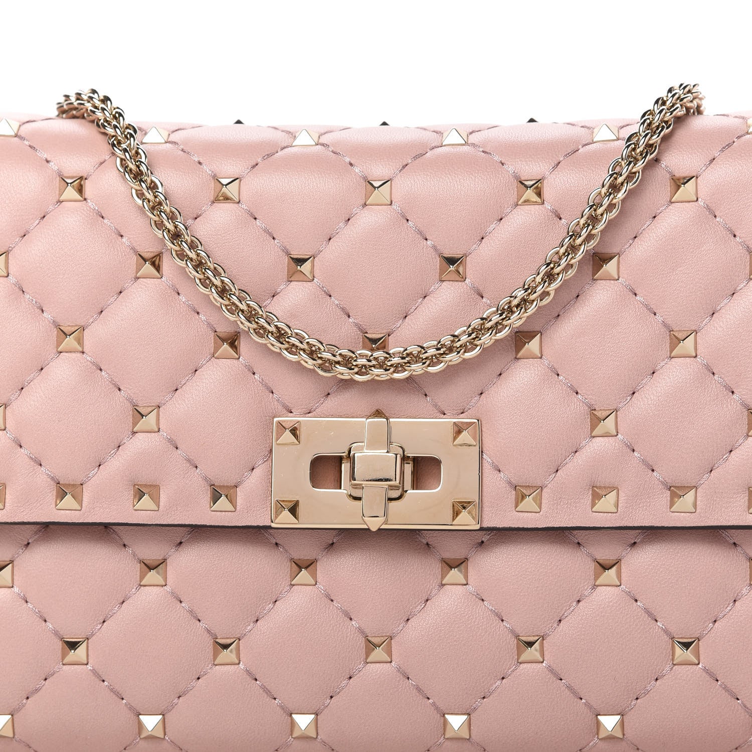Valentino Garavani Nappa Rockstud Spike Wallet on Chain Water Rose 9 of 9