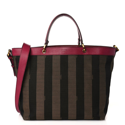 Fendi Pequin Vitello Shoulder Tote Tobacco Amarena 1 of 12