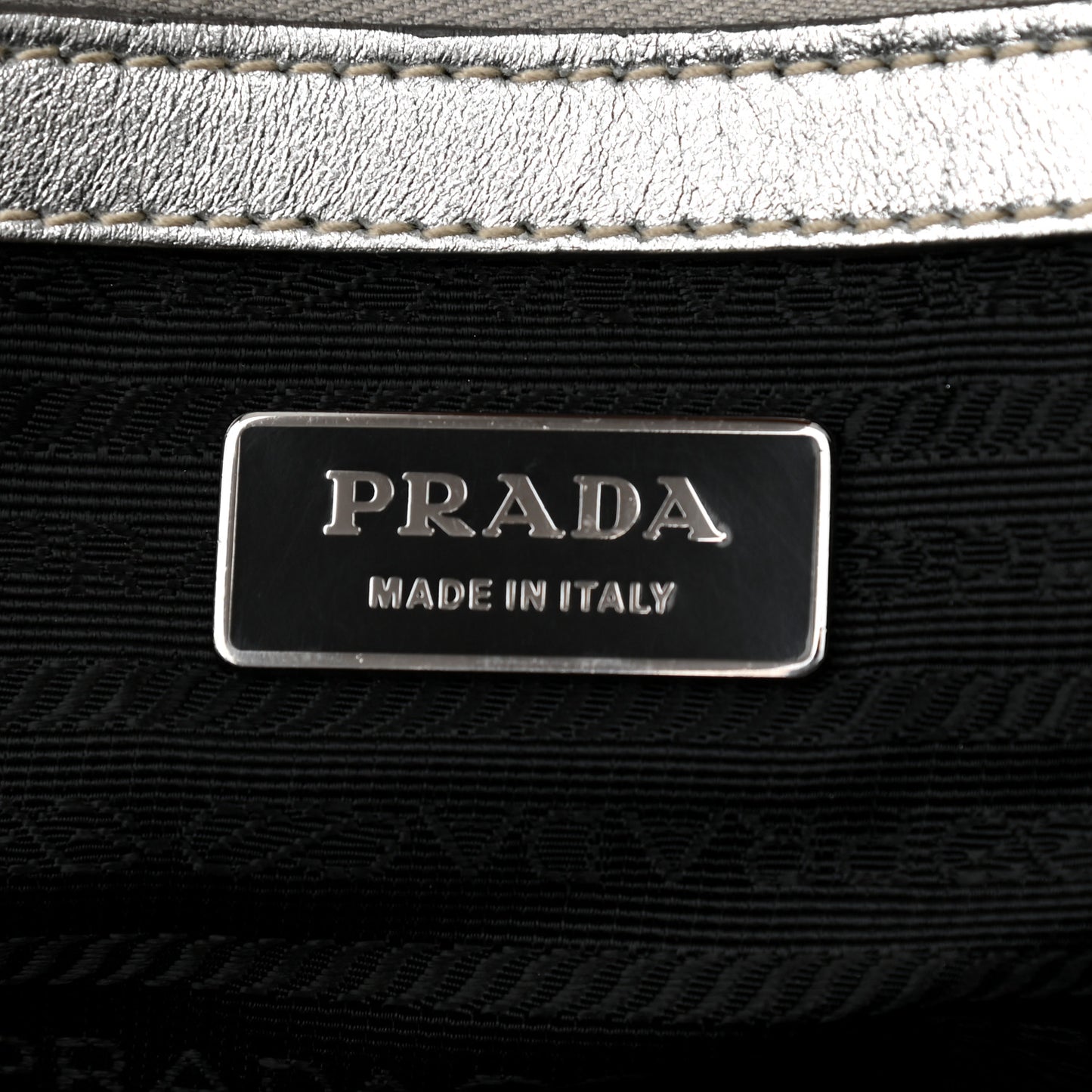 Metallic Nappa Gaufre Messenger Tote Silver