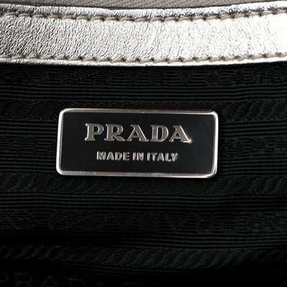 Prada Metallic Nappa Gaufre Messenger Tote Silver 6 of 20