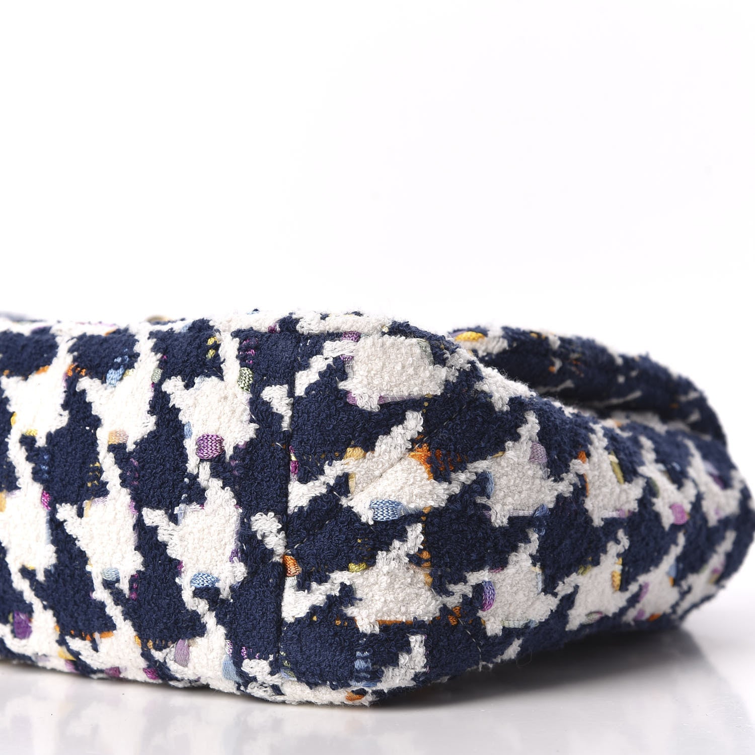 Chanel Tweed Quilted Medium 19 Flap Ecru Navy Blue Multicolor 7 of 10