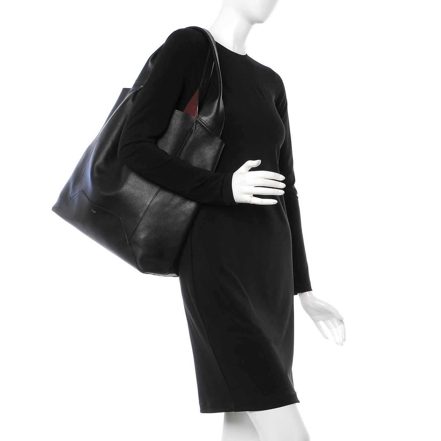 Shiny Smooth Calfskin Large Hobo Black