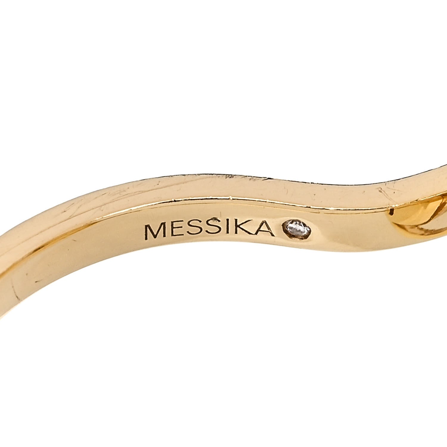 Messika 18K Yellow Gold Diamond Malachite Lucky Move Ring 49 5 6 of 7