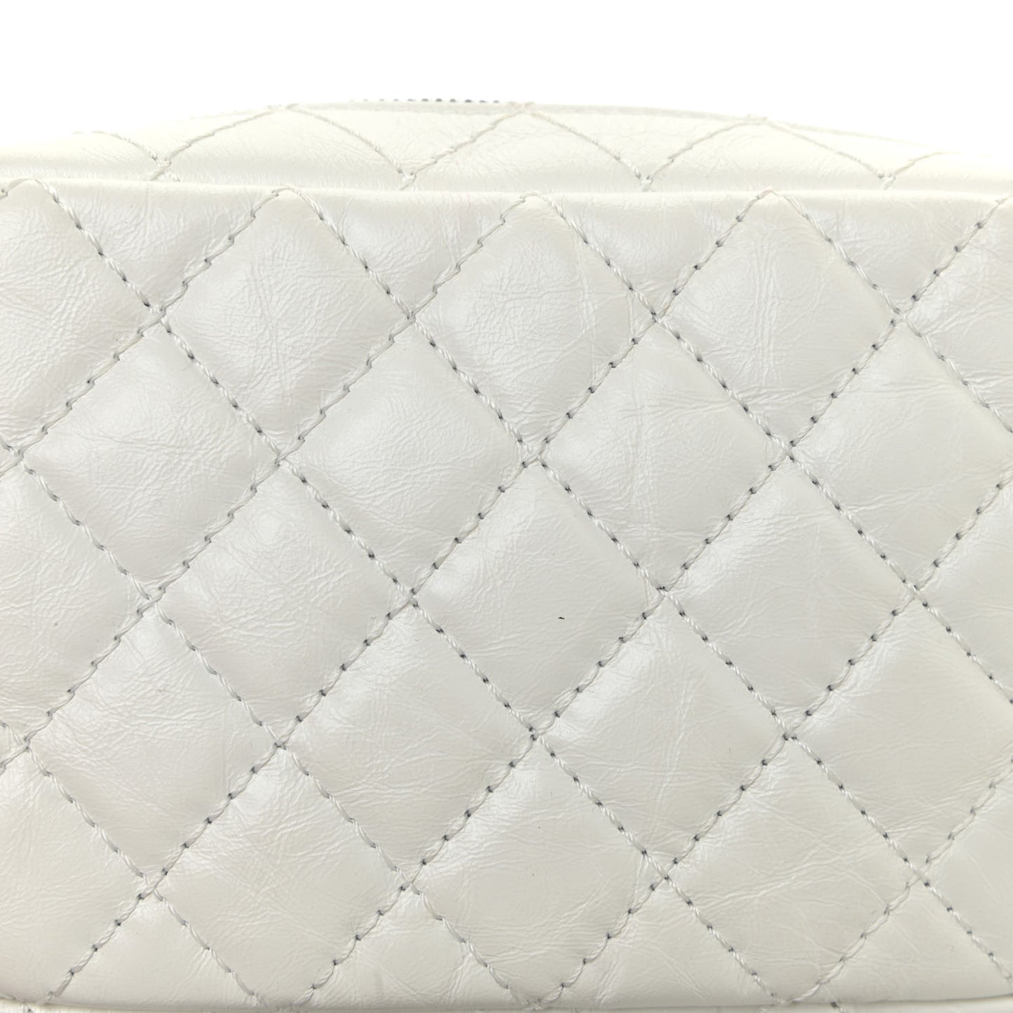 Aged Calfskin Quilted Mini Reissue Camera Case White