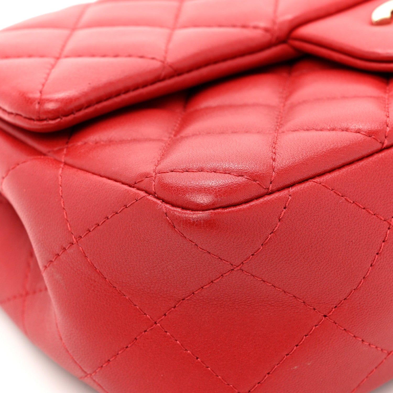 Chanel Lambskin Quilted Mini Rectangular Flap Red 12 of 16