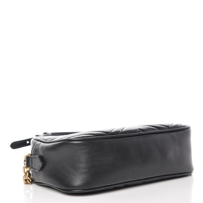 Gucci Calfskin Matelasse Small GG Marmont Chain Shoulder Bag Black 4 of 14