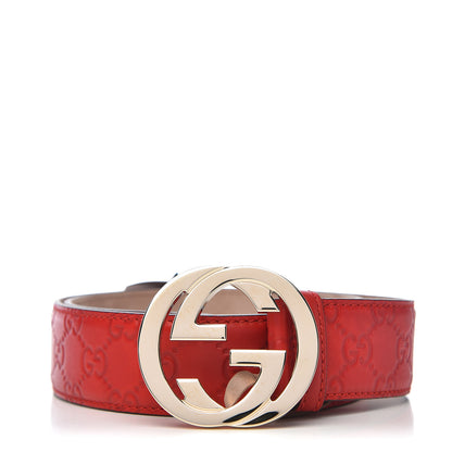 Gucci Guccissima Signature Interlocking G 40mm Belt 85 34 Red 1 of 6