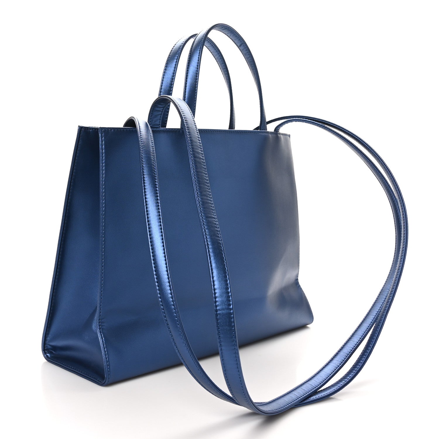Telfar Metallic Vegan Leather Medium Shopping Bag Cobalt 3 of 9