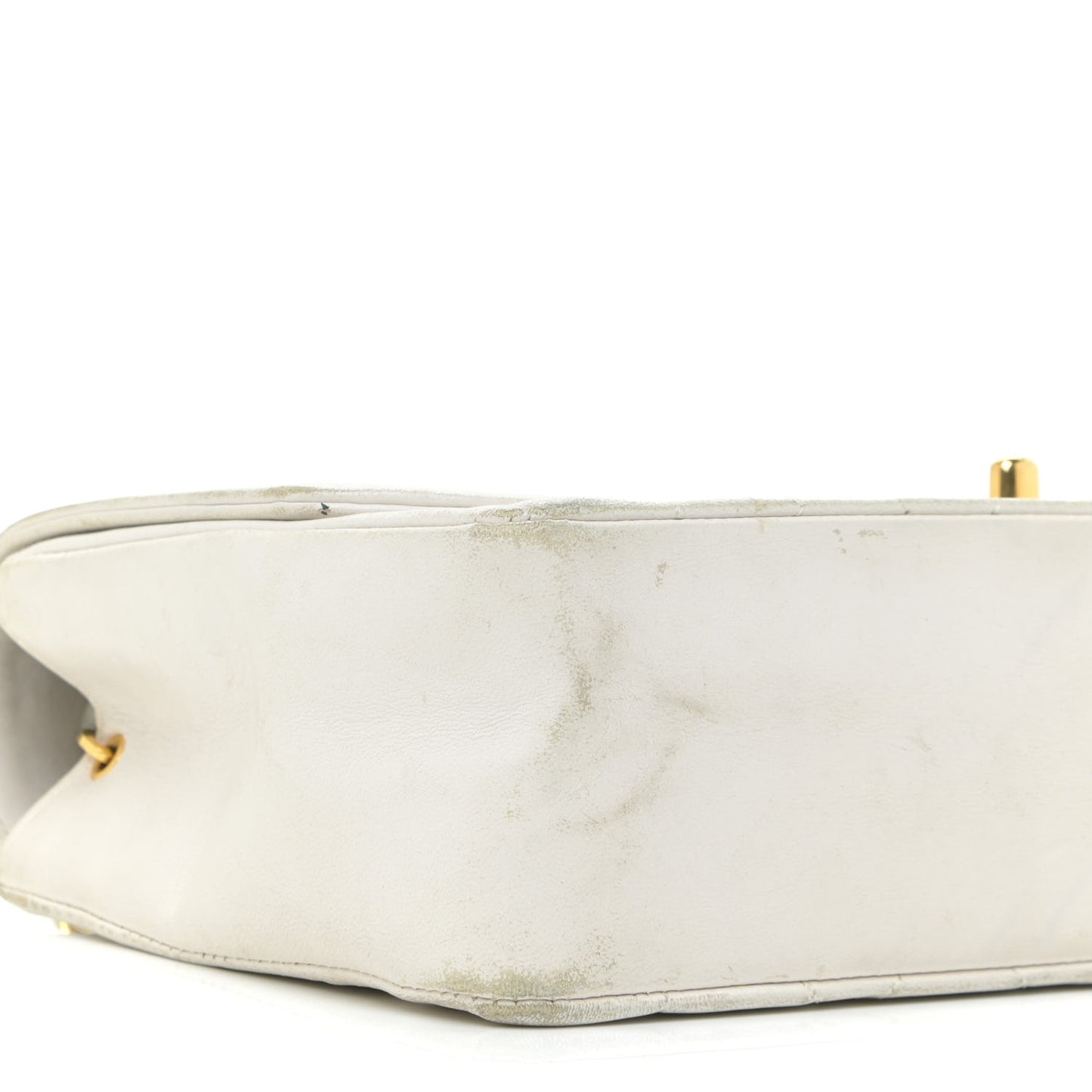 Lambskin Quilted Medium Single Flap White