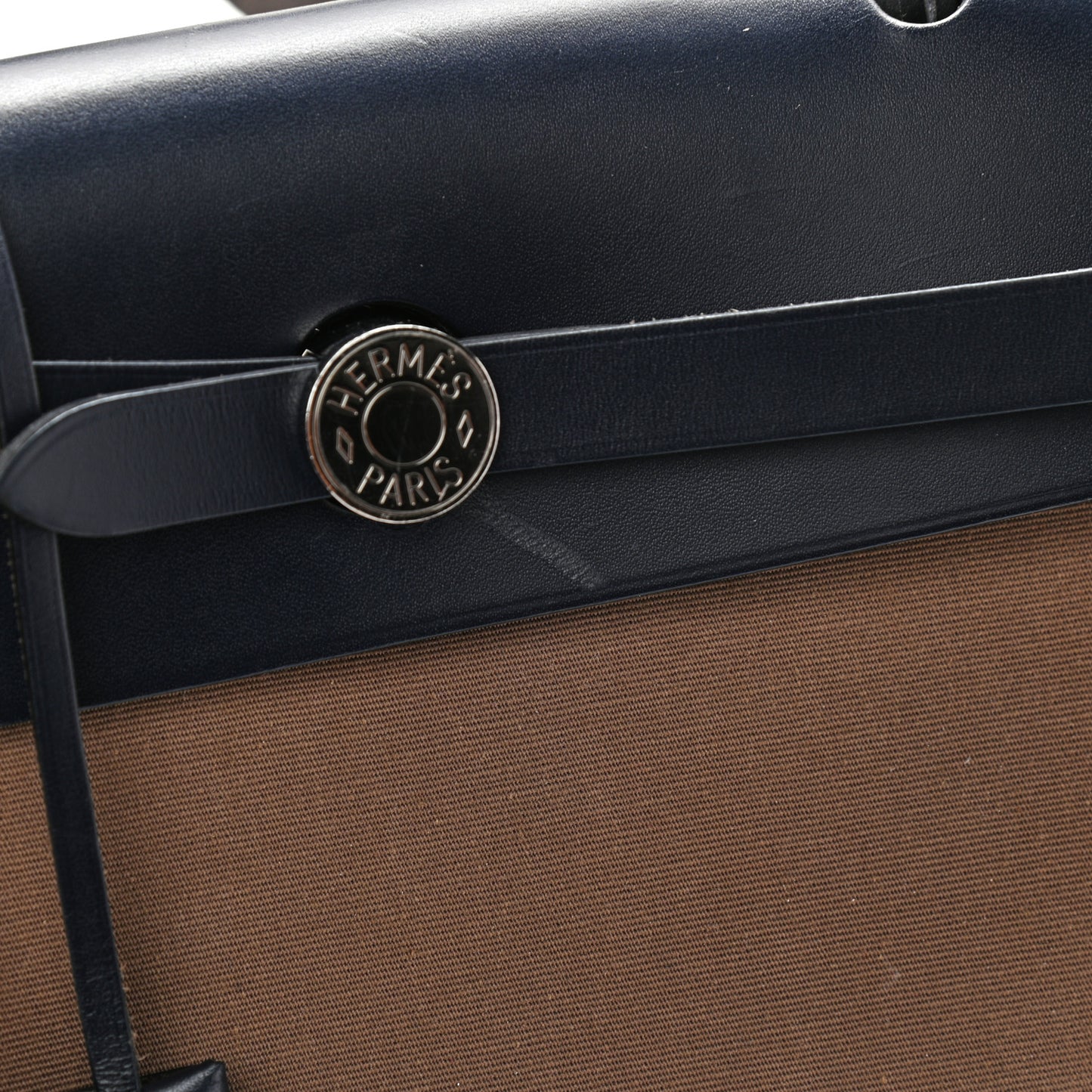 Vache Hunter Toile Herbag Zip 31 PM Etoupe Bleu Indigo