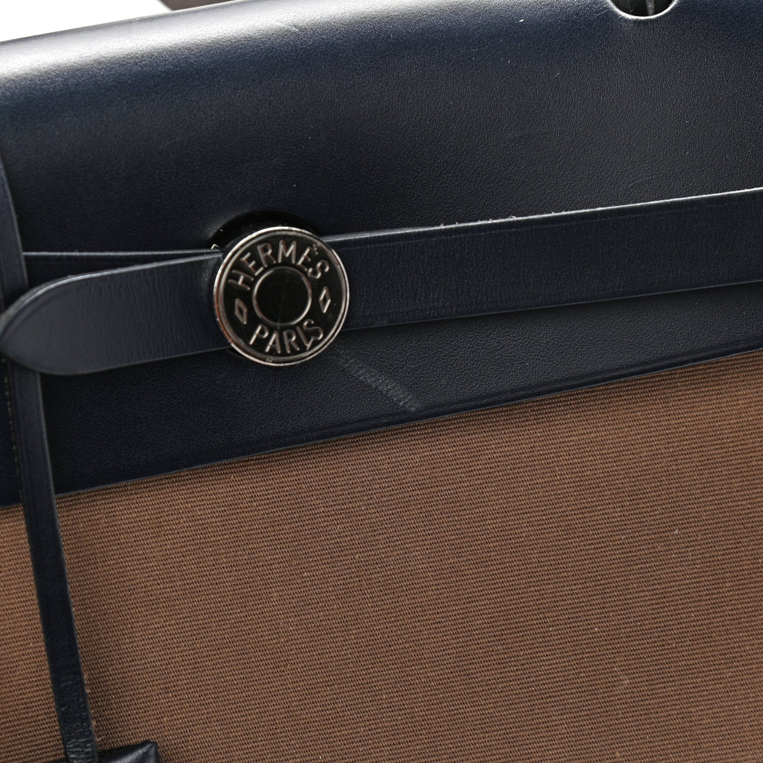 Hermes Vache Hunter Toile Herbag Zip 31 PM Etoupe Bleu Indigo 12 of 13
