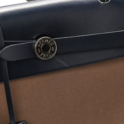 Hermes Vache Hunter Toile Herbag Zip 31 PM Etoupe Bleu Indigo 12 of 13