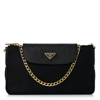 Prada Tessuto Nylon Saffiano Crossbody Bag Black 1 of 7