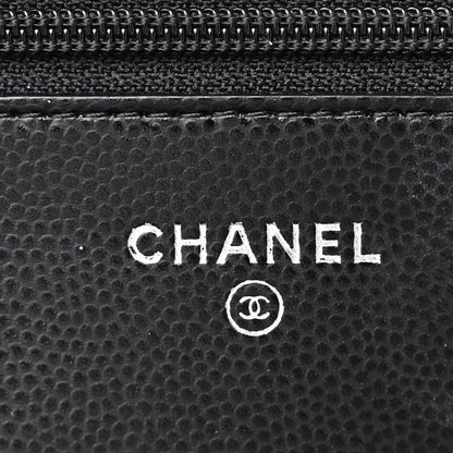 Chanel Caviar Chevron Quilted Wallet On Chain WOC Black 6 of 12