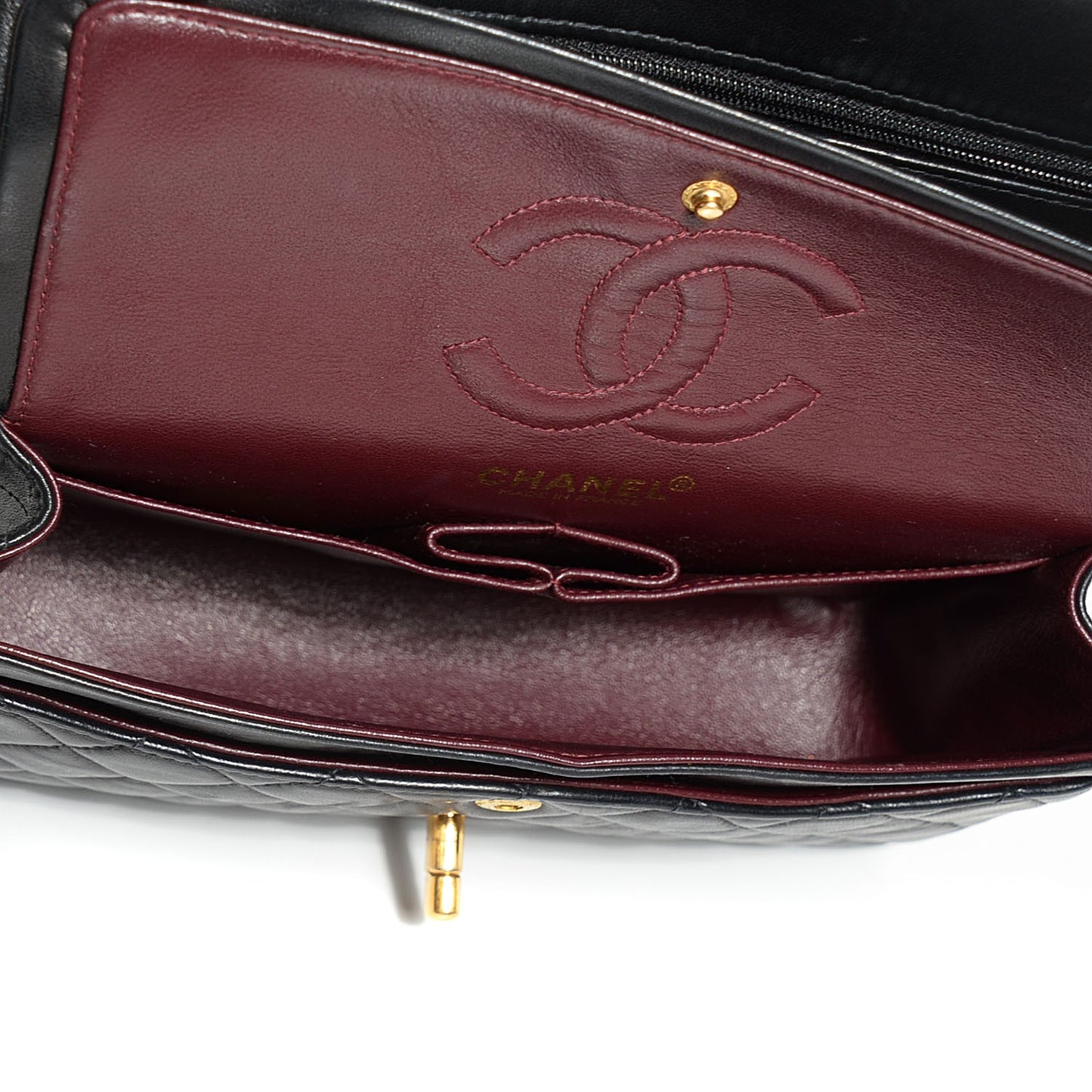 Lambskin Quilted Medium Double Flap Black