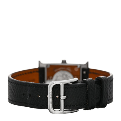 Hermes Stainless Steel Epsom 21mm Heure H Hour Quartz Watch Noir 3 of 5