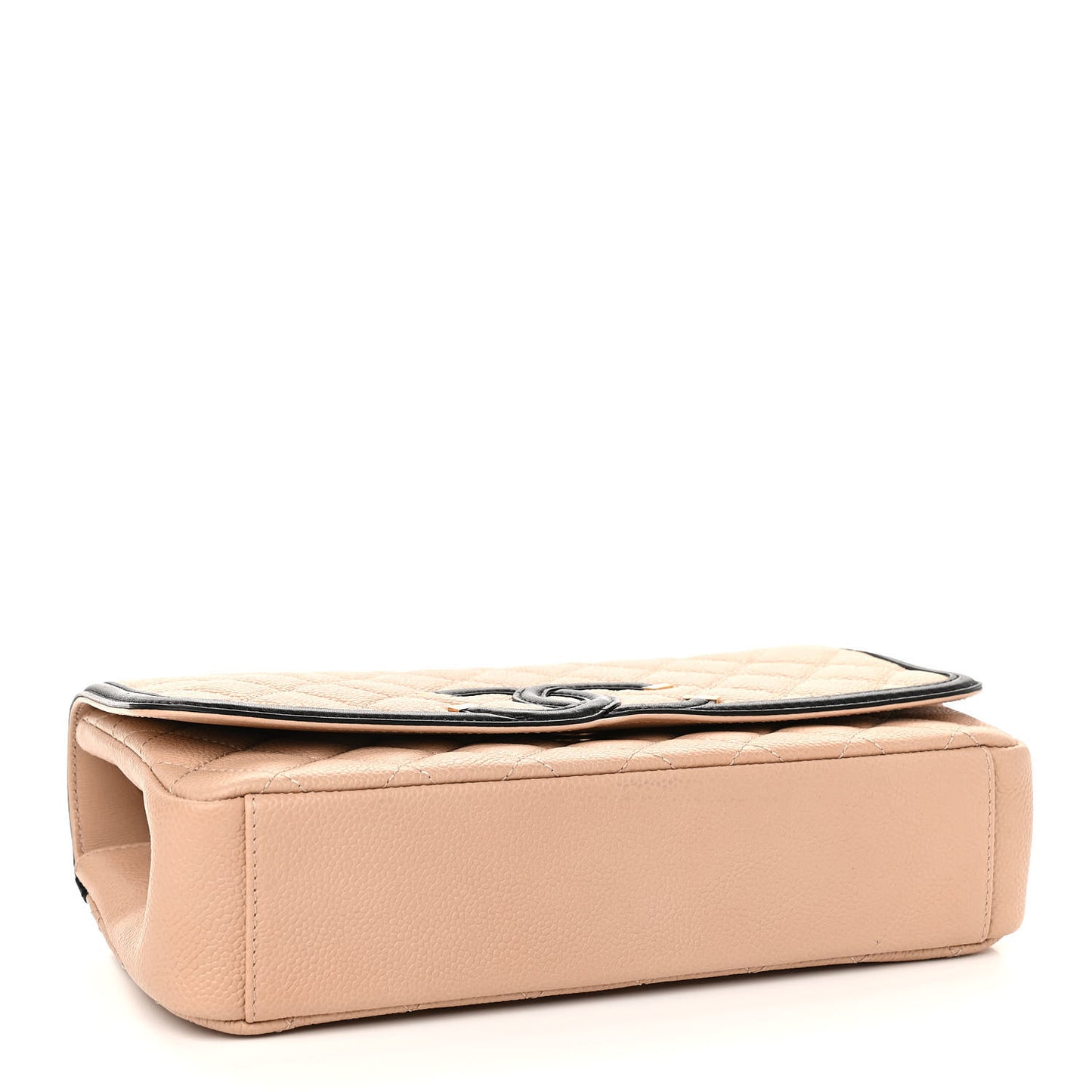 Caviar Quilted Medium CC Filigree Flap Beige Black
