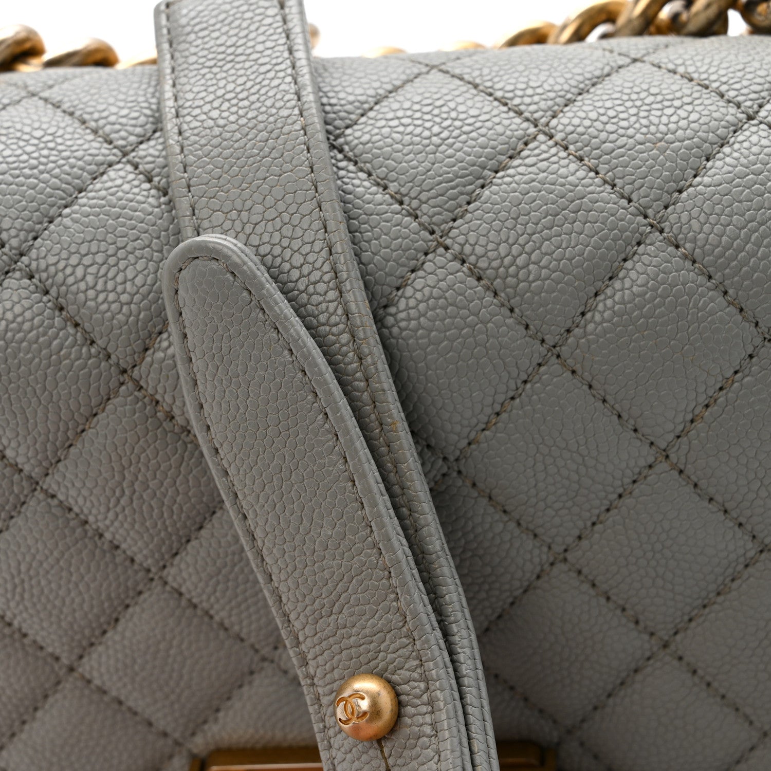 Chanel Caviar Quilted Small Boy Flap Light Grey 12 of 15