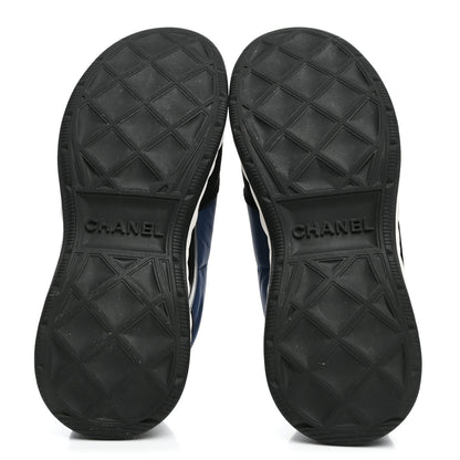 Chanel Nylon Suede Calfskin Womens Logo Sneakers 36 Dark Navy Blue 6 of 10