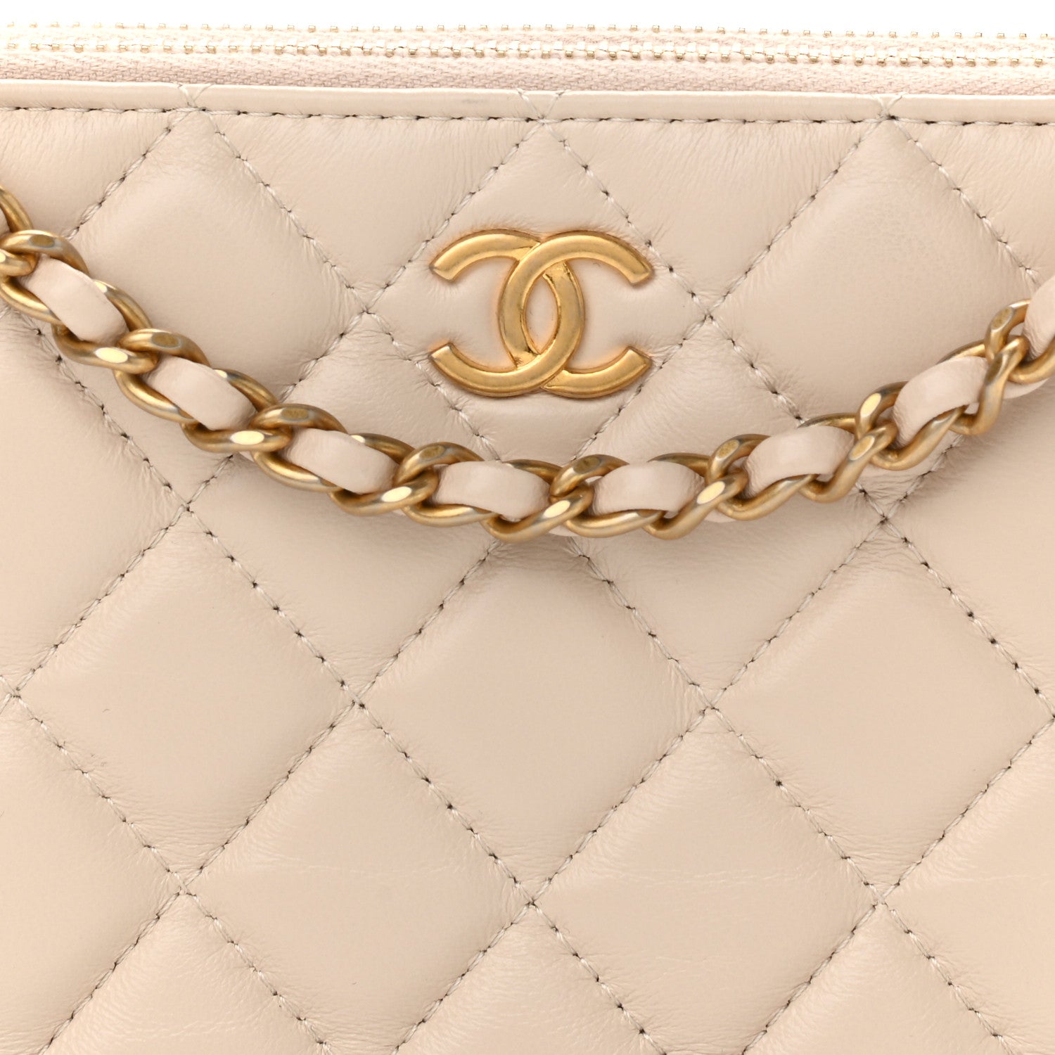Chanel Lambskin Quilted Small Clutch With Chain Off White 10 of 13
