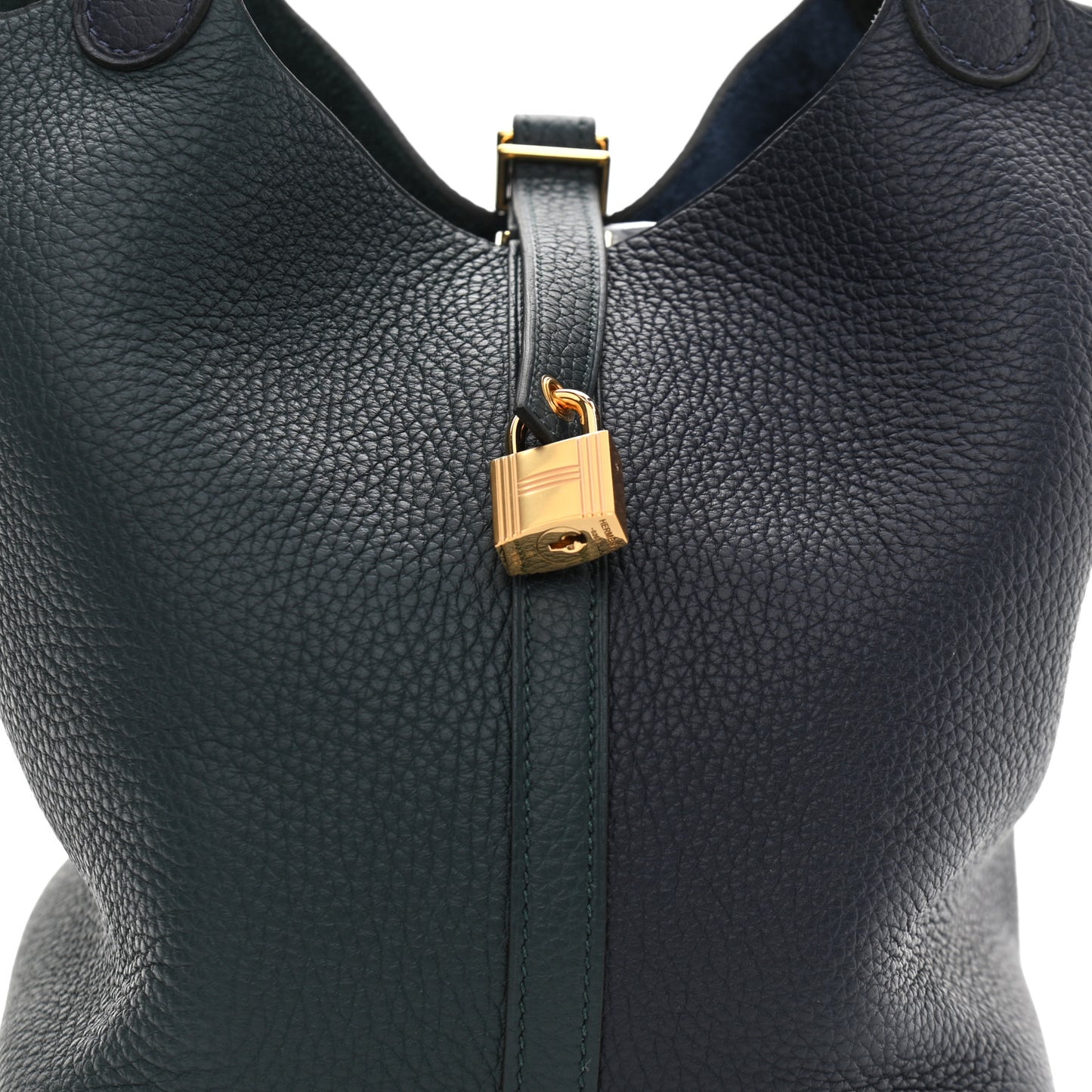 Taurillon Clemence Casaque Picotin Lock 22 MM Vert Cypres Bleu Nuit Black