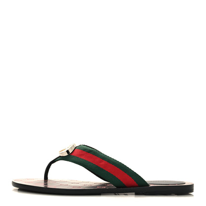 Gucci Canvas Web Womens Kika Thong Sandals 39.5 1 of 8