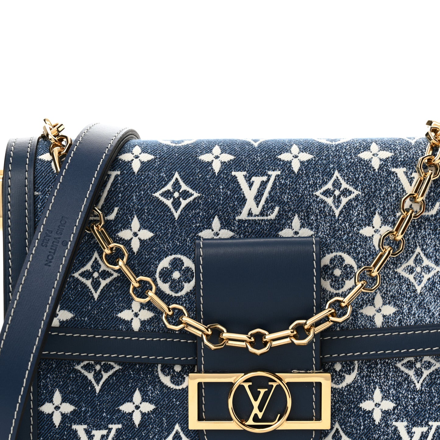Denim Monogram Jacquard Dauphine MM Bleu
