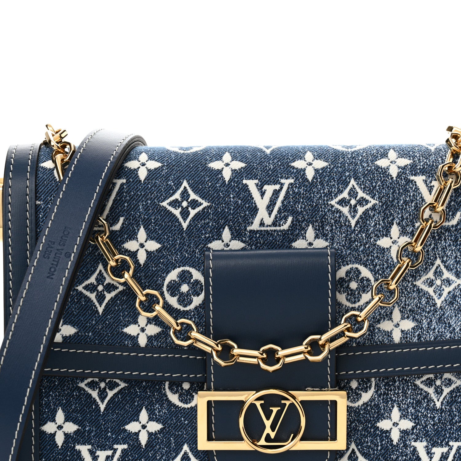 Louis Vuitton Denim Monogram Jacquard Dauphine MM Bleu 7 of 10