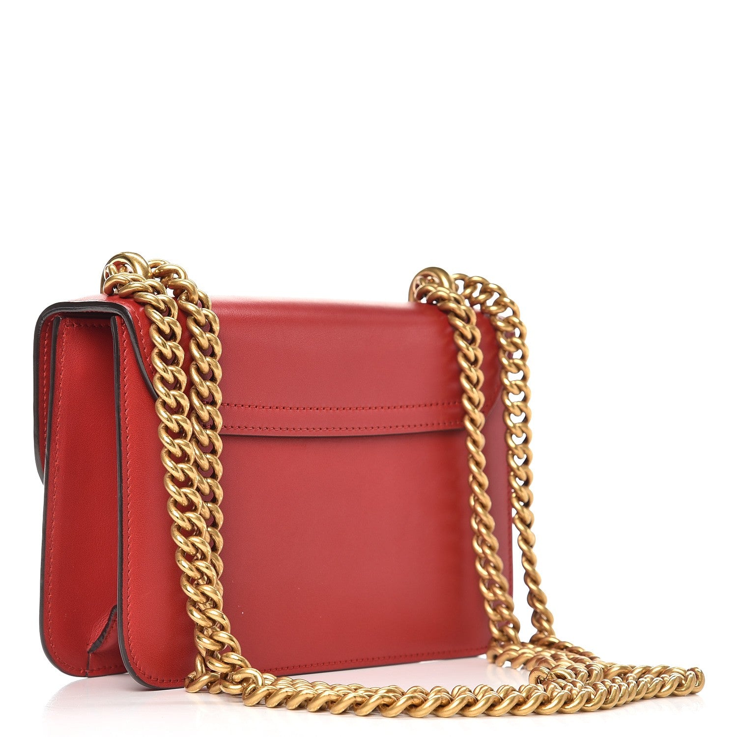 Gucci Calfskin Peony Small Chain Shoulder Bag Hibiscus Red 4 of 8
