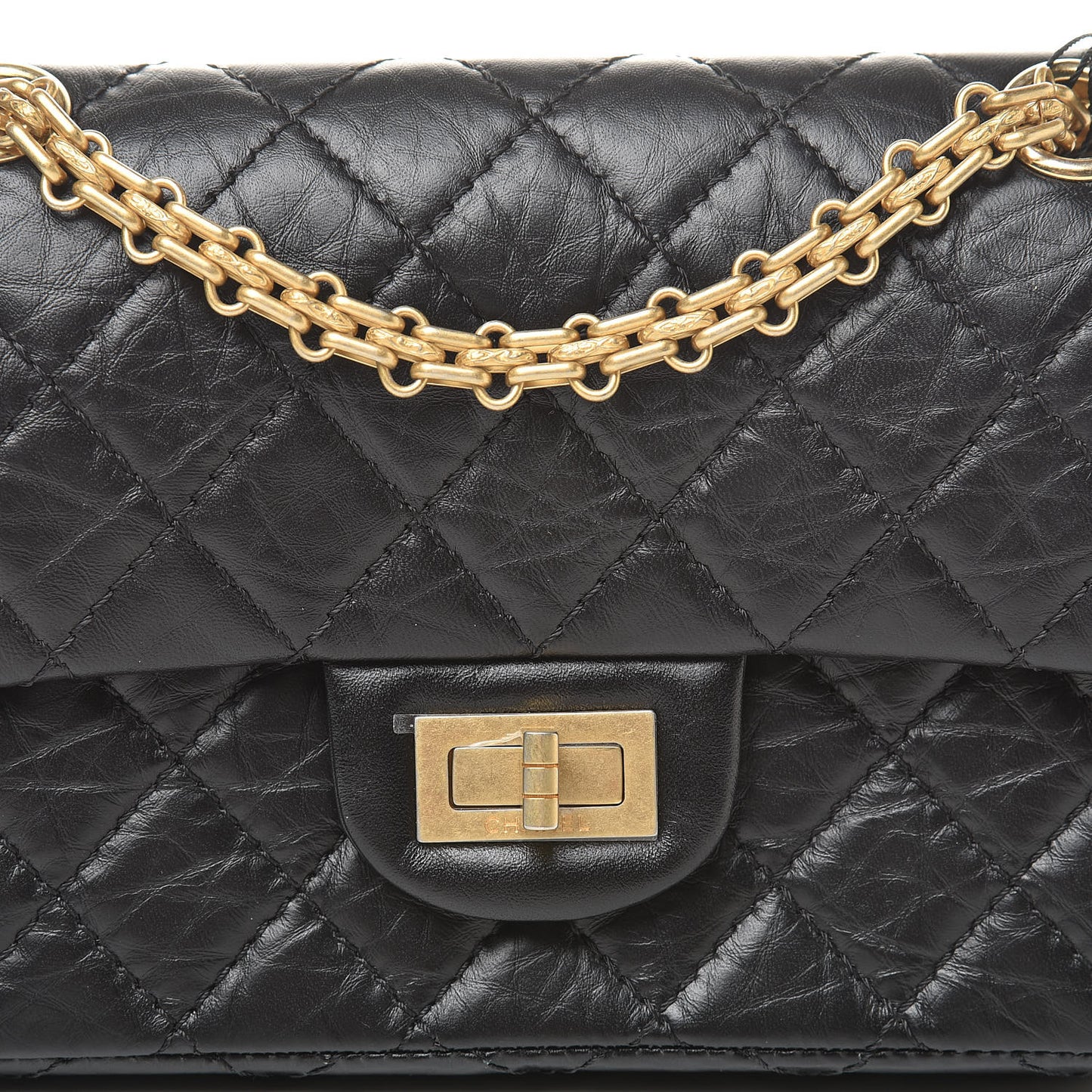 Aged Calfskin Quilted 2.55 Reissue Mini Flap Black