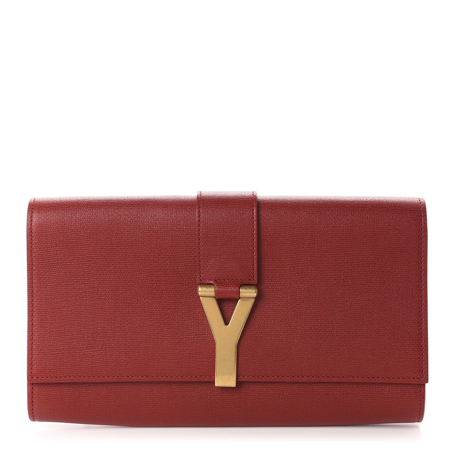 Saint Laurent Calfskin Classic Y Ligne Clutch Red 1 of 10