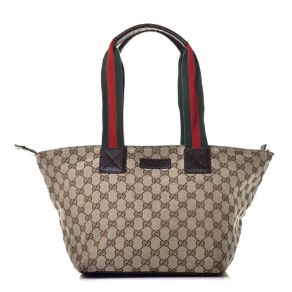Gucci GG Monogram Medium Web Handle Bucket Tote Dark Brown 1 of 10