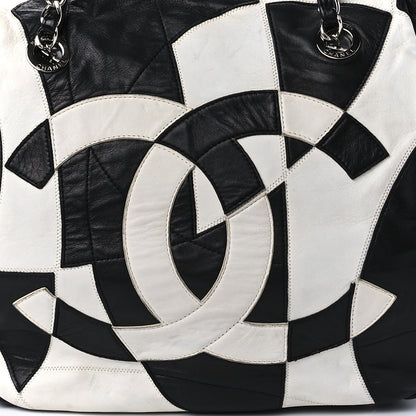 Chanel Lambskin CC Patchwork Shoulder Bag Black White 8 of 11
