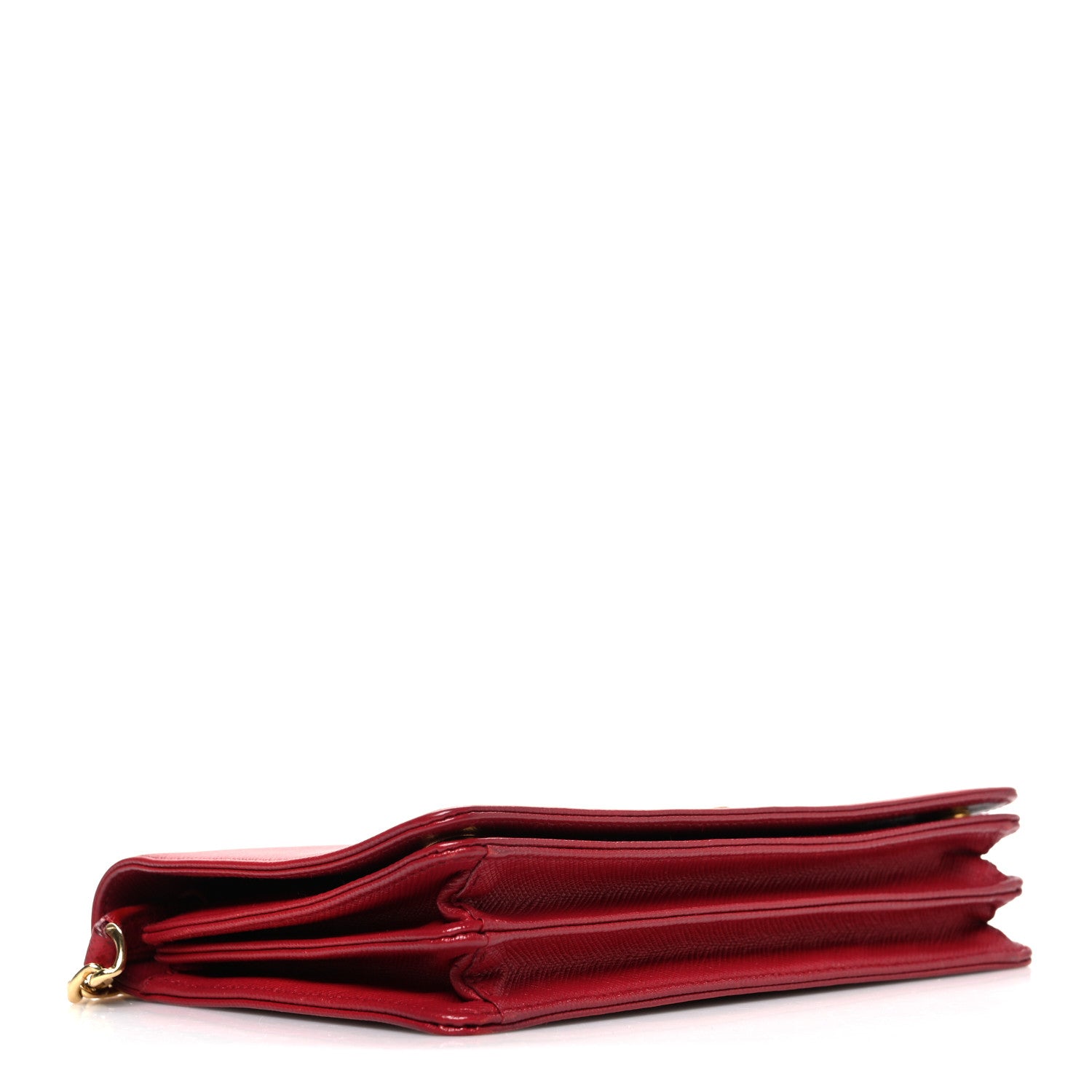 Prada Saffiano Lux Chain Wallet Fuoco 4 of 9