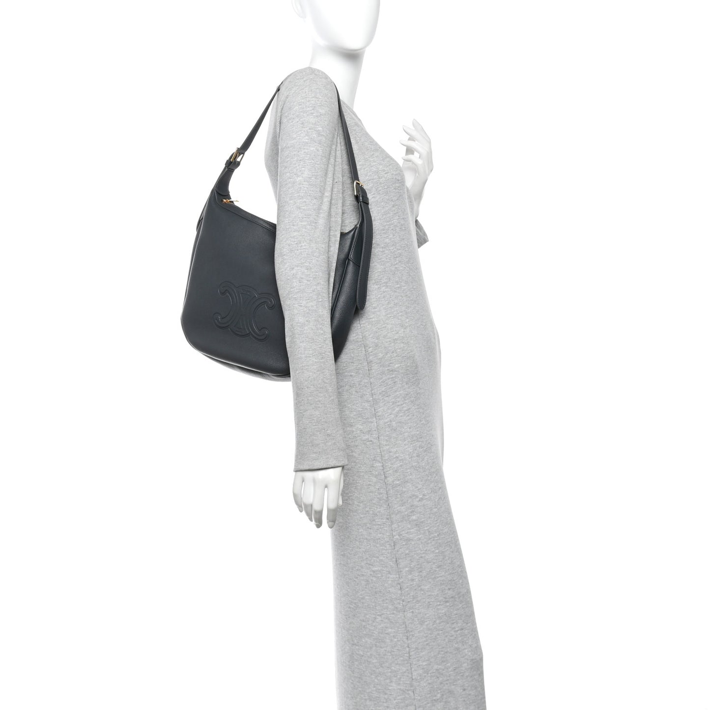 Calfskin Triomphe Heloise Shoulder Bag Slate Grey