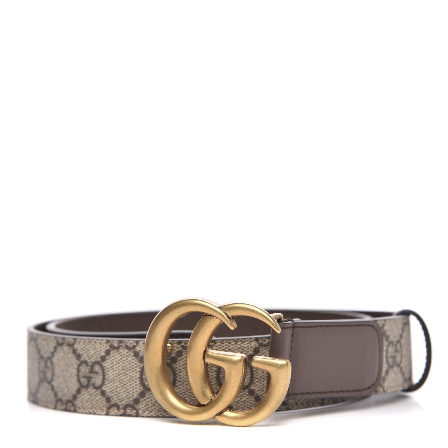 Gucci GG Supreme Monogram Matte Plutone Calfskin Double G 30mm Belt 90 36 Beige Ebony New Acero 1 of 4