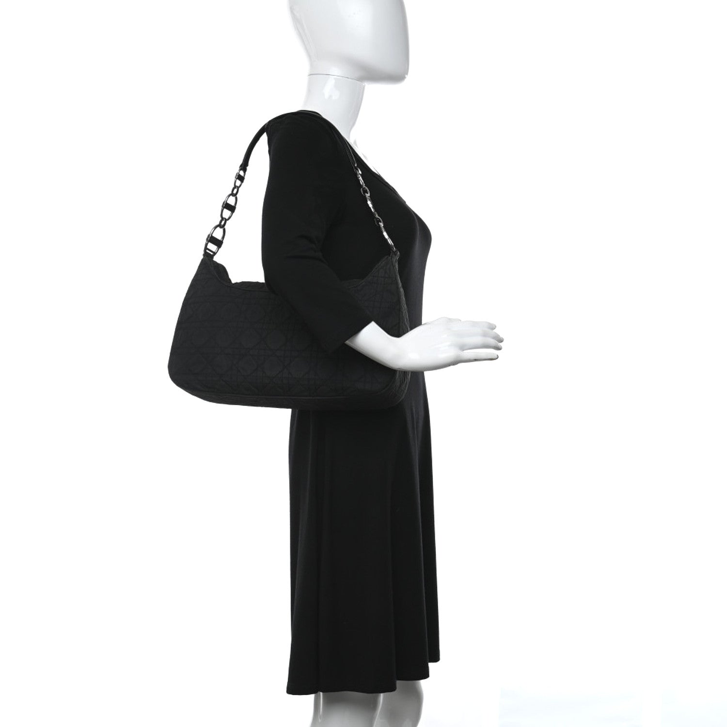 Christian Dior Nylon Cannage Shoulder Bag Black 2 of 12