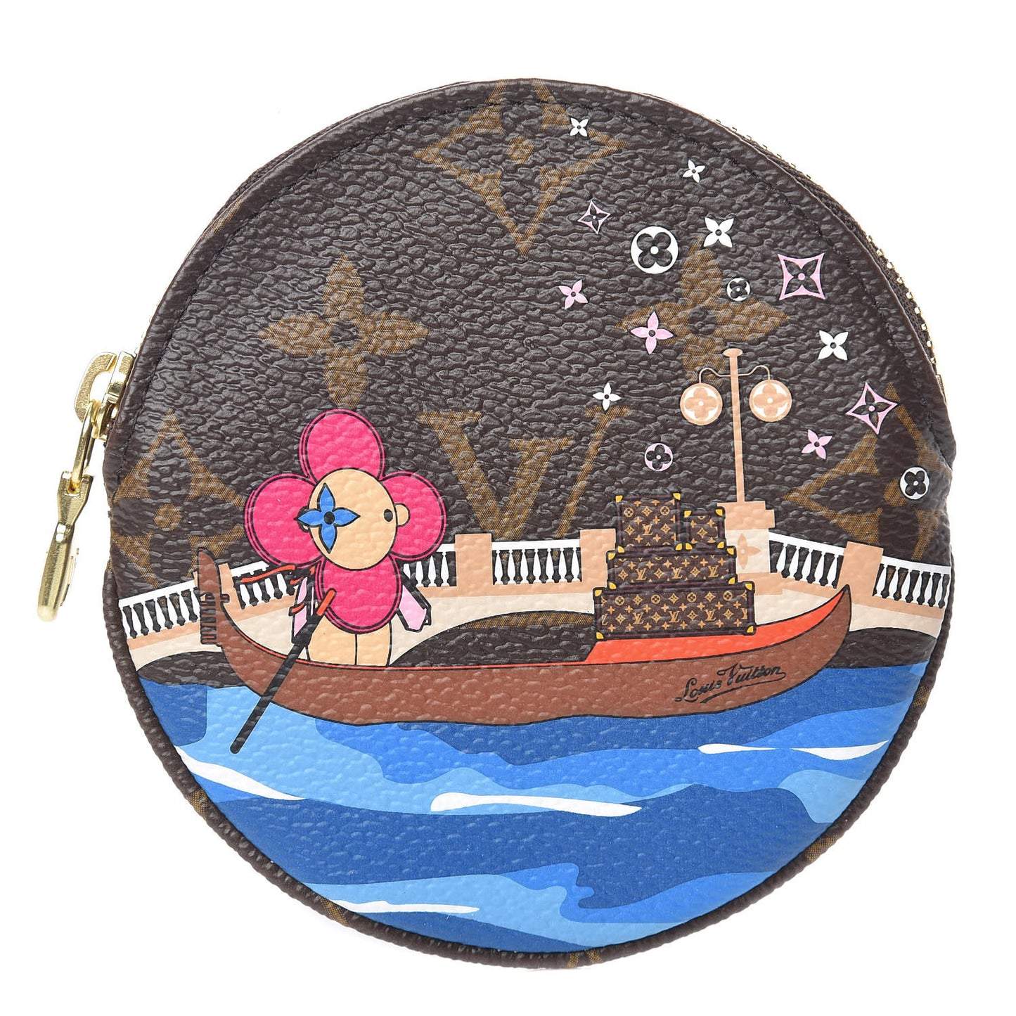 Monogram 2019 Christmas Animation Round Coin Purse Blue