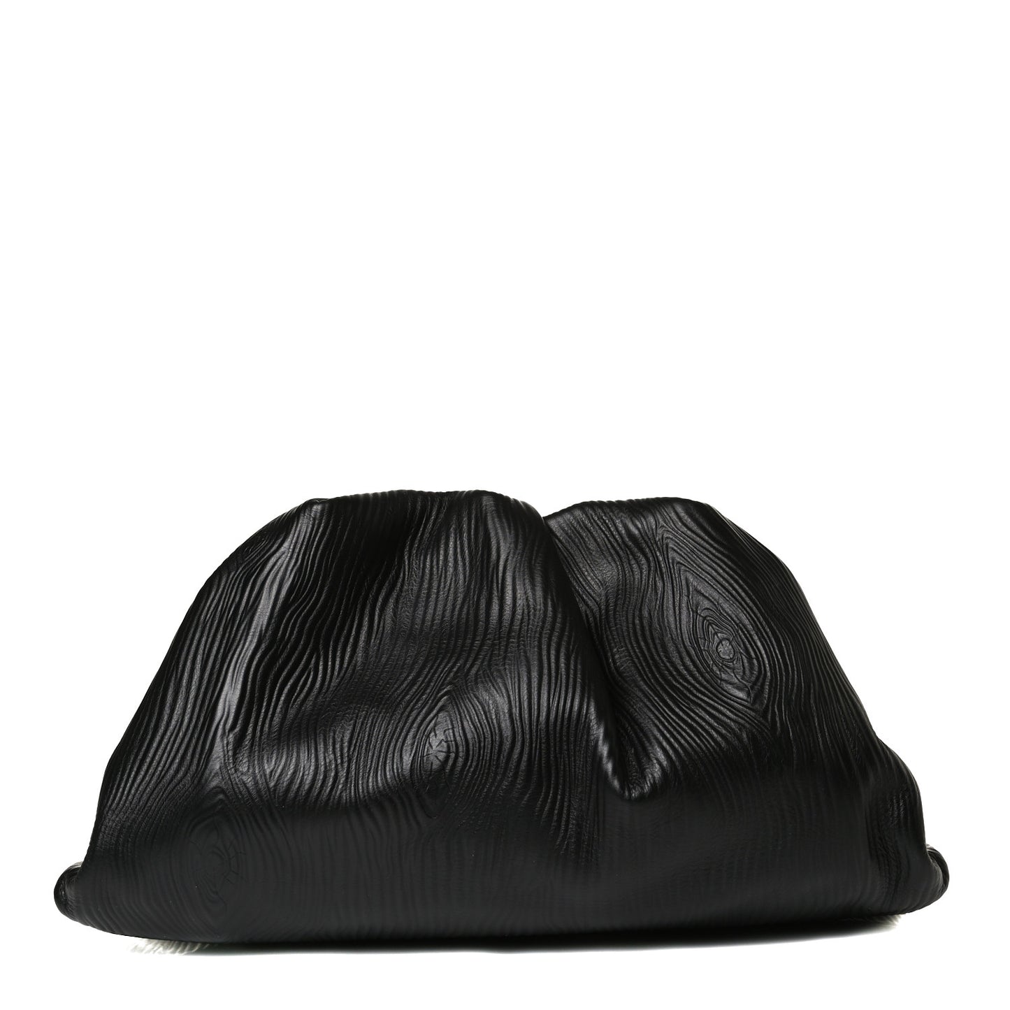 Bark Calfskin Embossed The Pouch Oversized Clutch Black