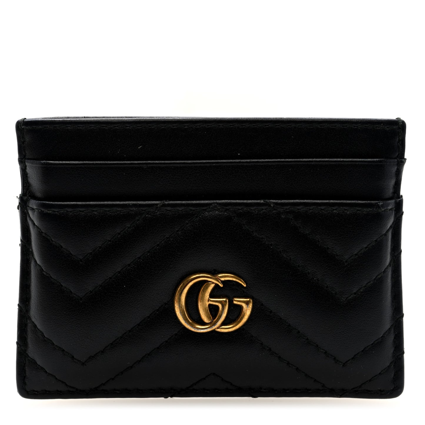 Calfskin Matelasse GG Marmont Card Holder Black