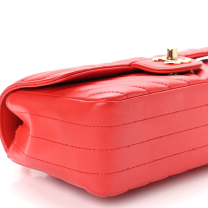 Chanel Lambskin Chevron Quilted Mini Rectangular Flap Red 8 of 9