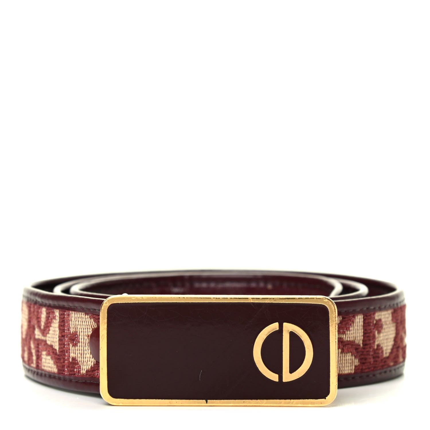 Christian Dior Monogram Buckle Belt 75 Burgundy 1 of 5