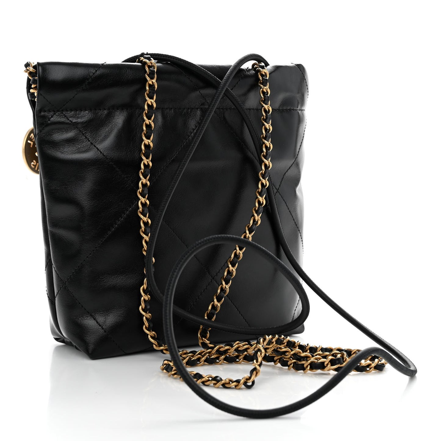 Shiny Calfskin Quilted Mini Chanel 22 Black