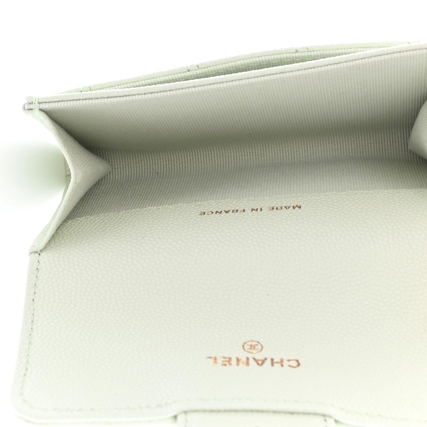 Caviar Quilted Flap Card Holder Wallet Light Green